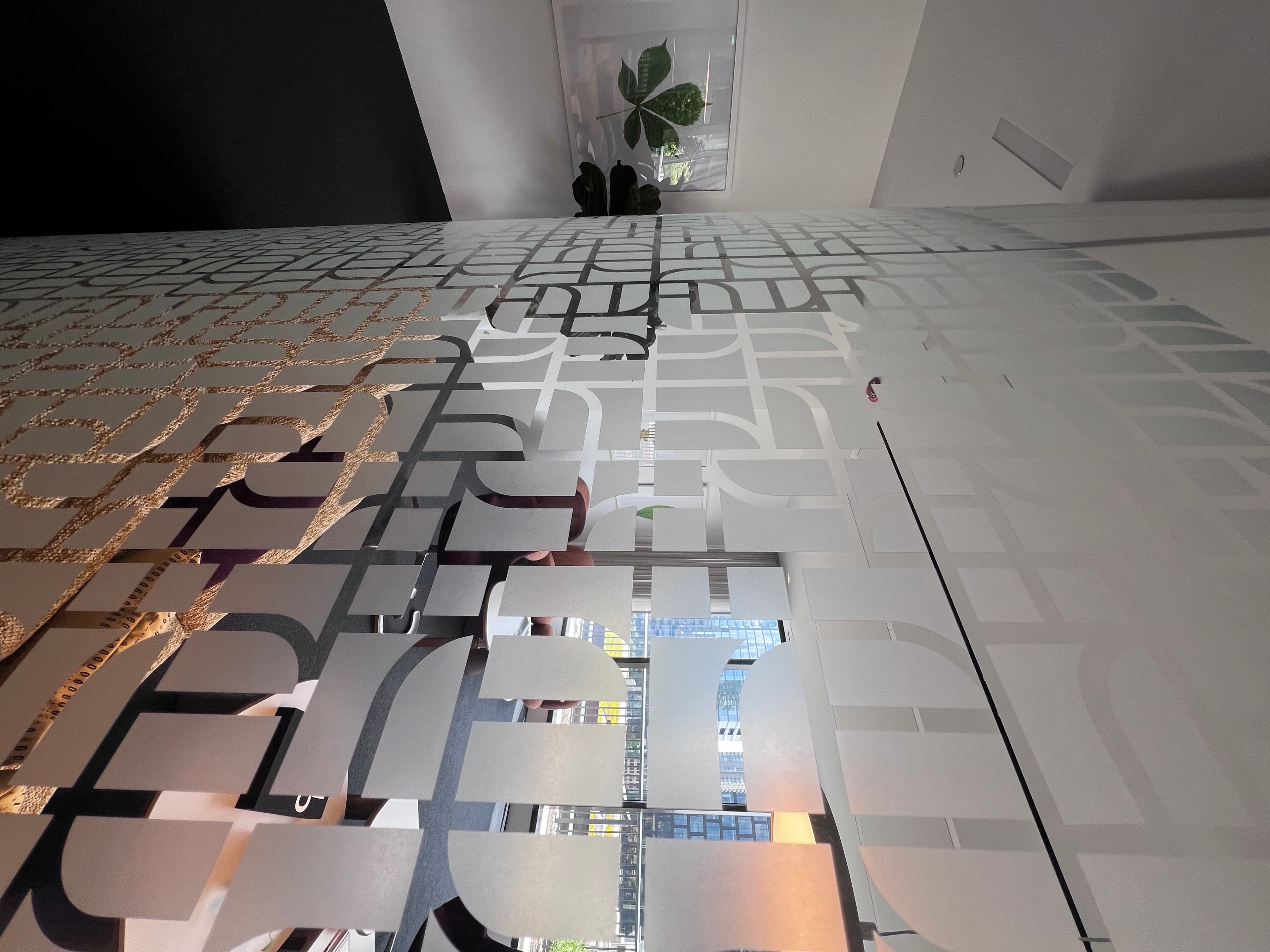 Office space distraction banner – frosted plotter cut decorative film